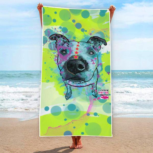 Badehandtuch Sancho– Popart-Hundemotiv, 75x165 cm, 100 % Polyester, weich & schnelltrocknend